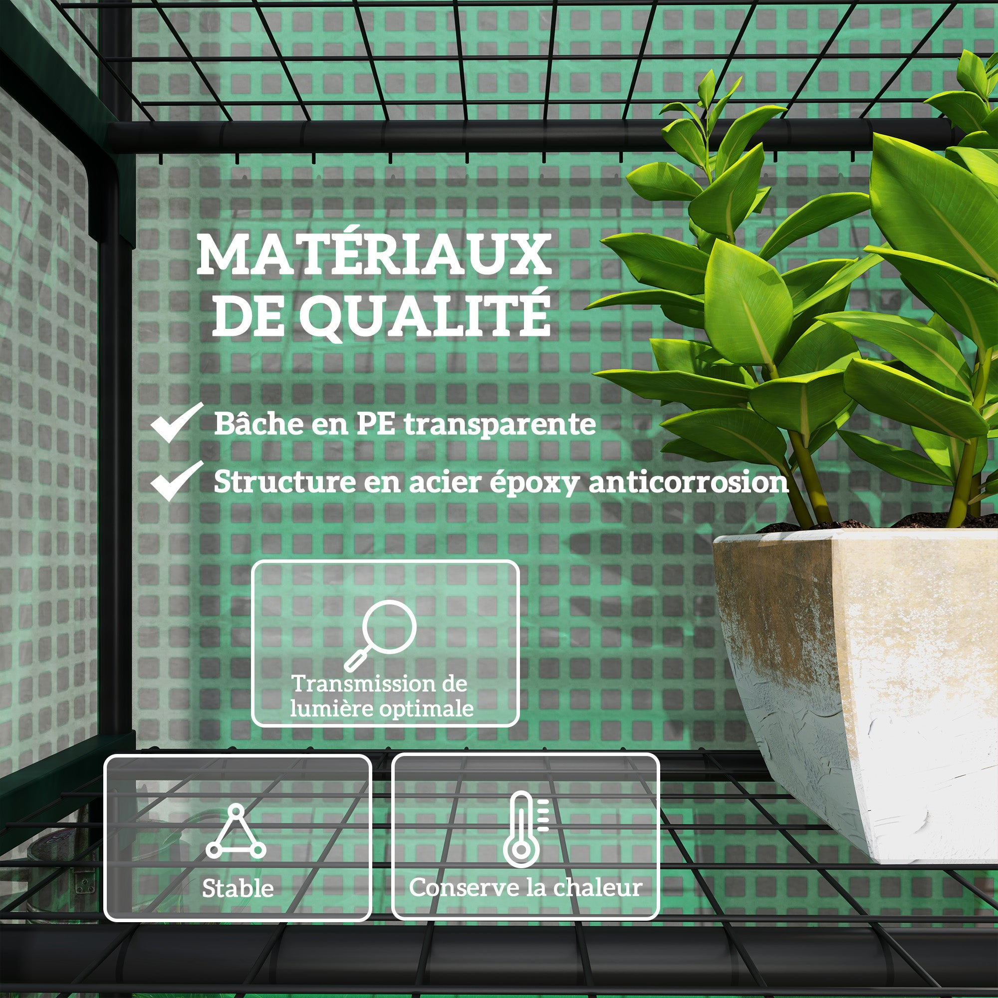Serre de jardin balcon étagère serre 5 niveaux 0,69 x 0,49 x 1,93 m acier bâche amovible PE vert - 6