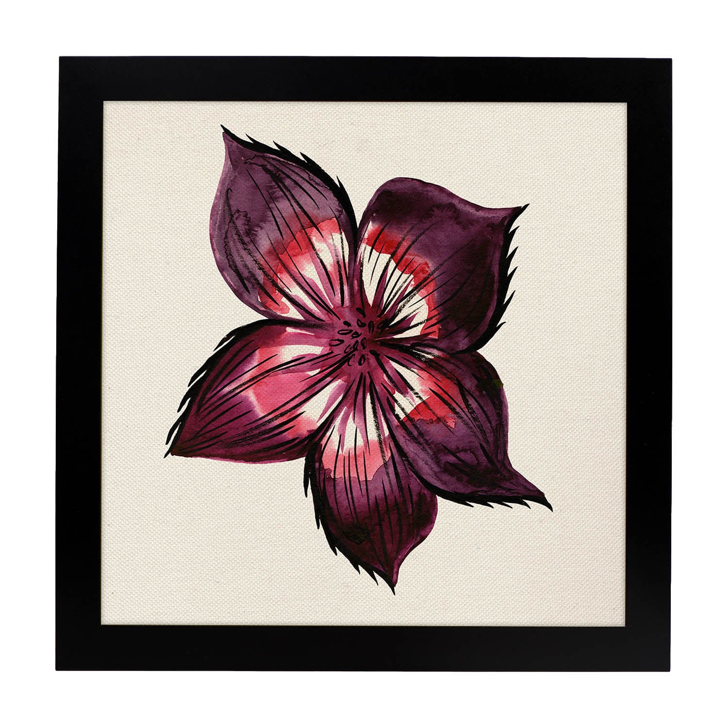 Affiche De Fleur Et De Nature. La Lame Carrée M'aime, Illustrée De Dessins De Couleur. Cadre En Bois Clair - 2