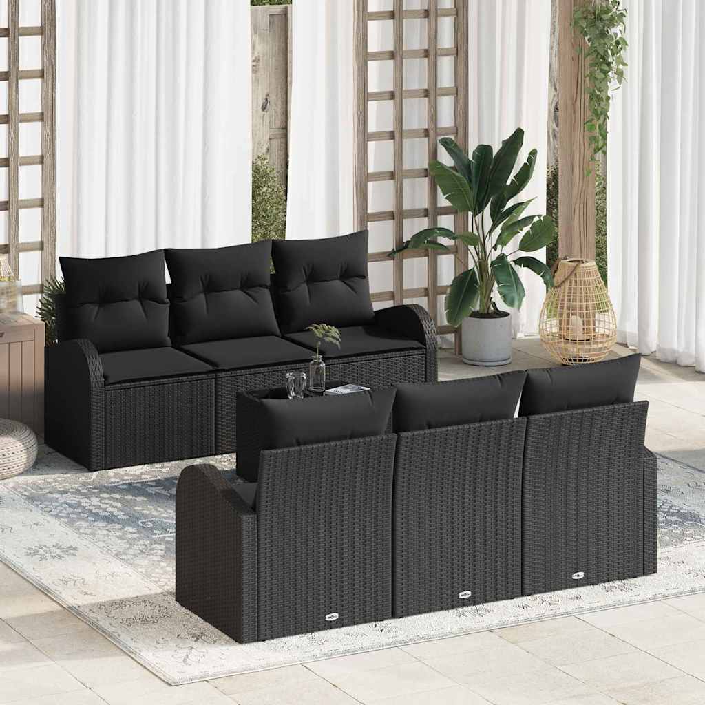 Zestaw Sof na Ogród Czarny 55 x 55 x 37 cm polirattan vidaXL