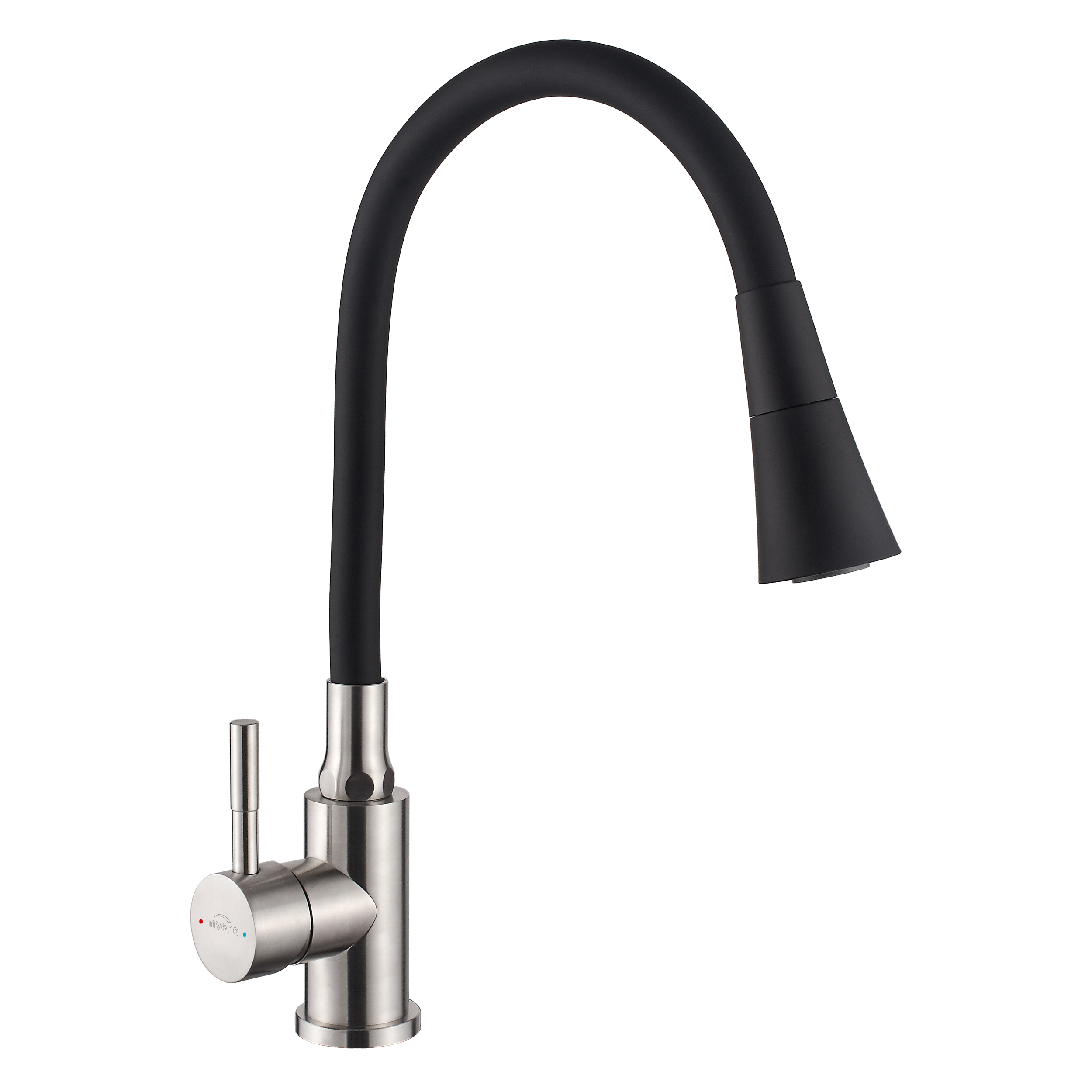 Bateria kuchenna Invena Felis z elastyczną 2f wylewką, inox / czarny