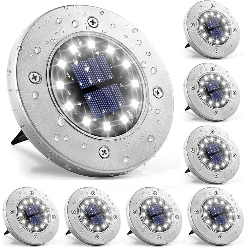 Lampy solarne gruntowe, 8 sztuk, 12 LED, oświetlenie ścieżek, wodoodporne IP65, zewnętrzne lampy solarne do ogrodu, patio