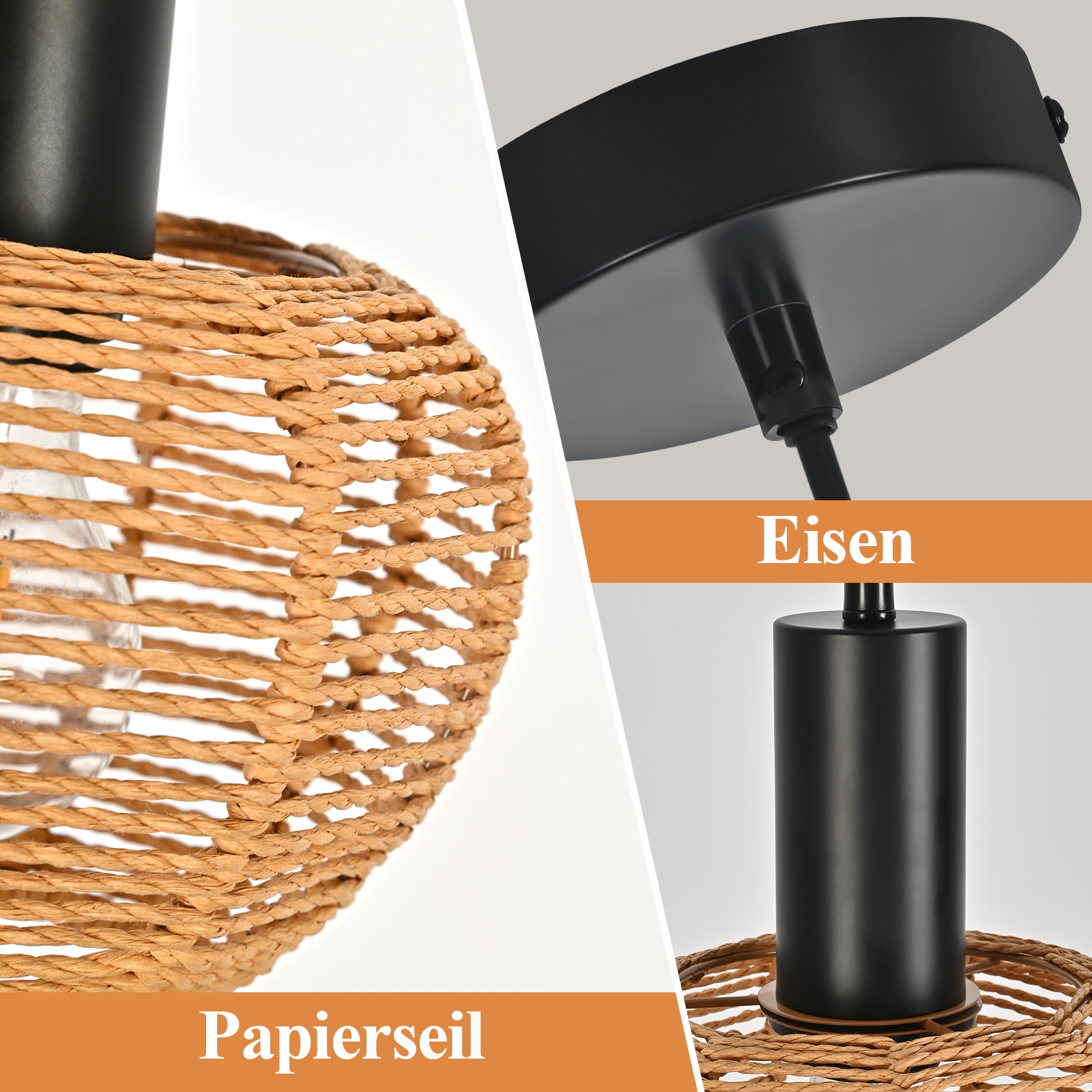 ZMH Lampa wisząca do jadalni w stylu vintage, 1-punktowa (żarówka nie jest dołączona) - 3