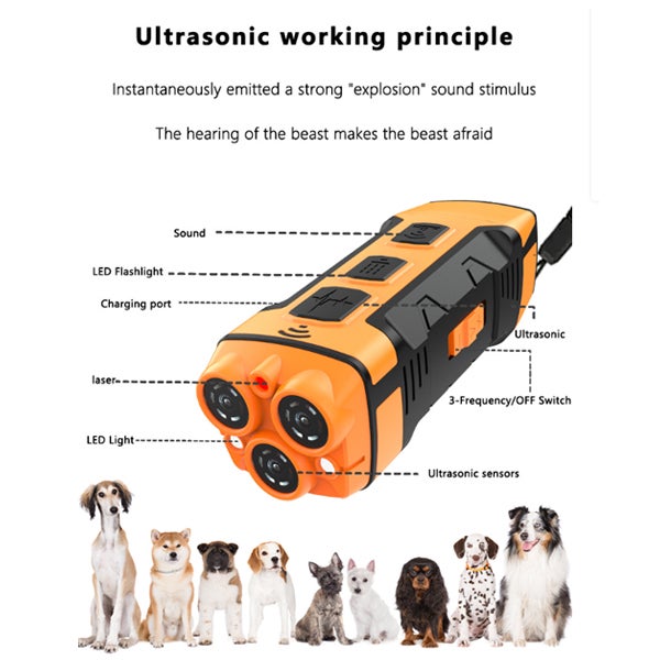 Dispositivo antiabbaio per cani, soppressore di abbaio ad ultrasuoni, strumento professionale per l' dei cani con luce LED, 11,9 x 4,5 cm - 4