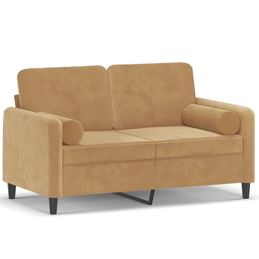 Sofá de 2 plazas | sofá de salón | sofá de descanso con cojines terciopelo marrón 120 cm cfw55099