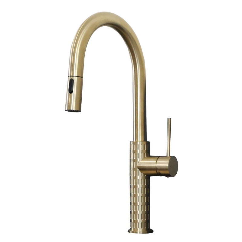 Architek Bateria zlewozmywakowa wyciągana głowica prysznicowa kolorze szczotkowane złoto