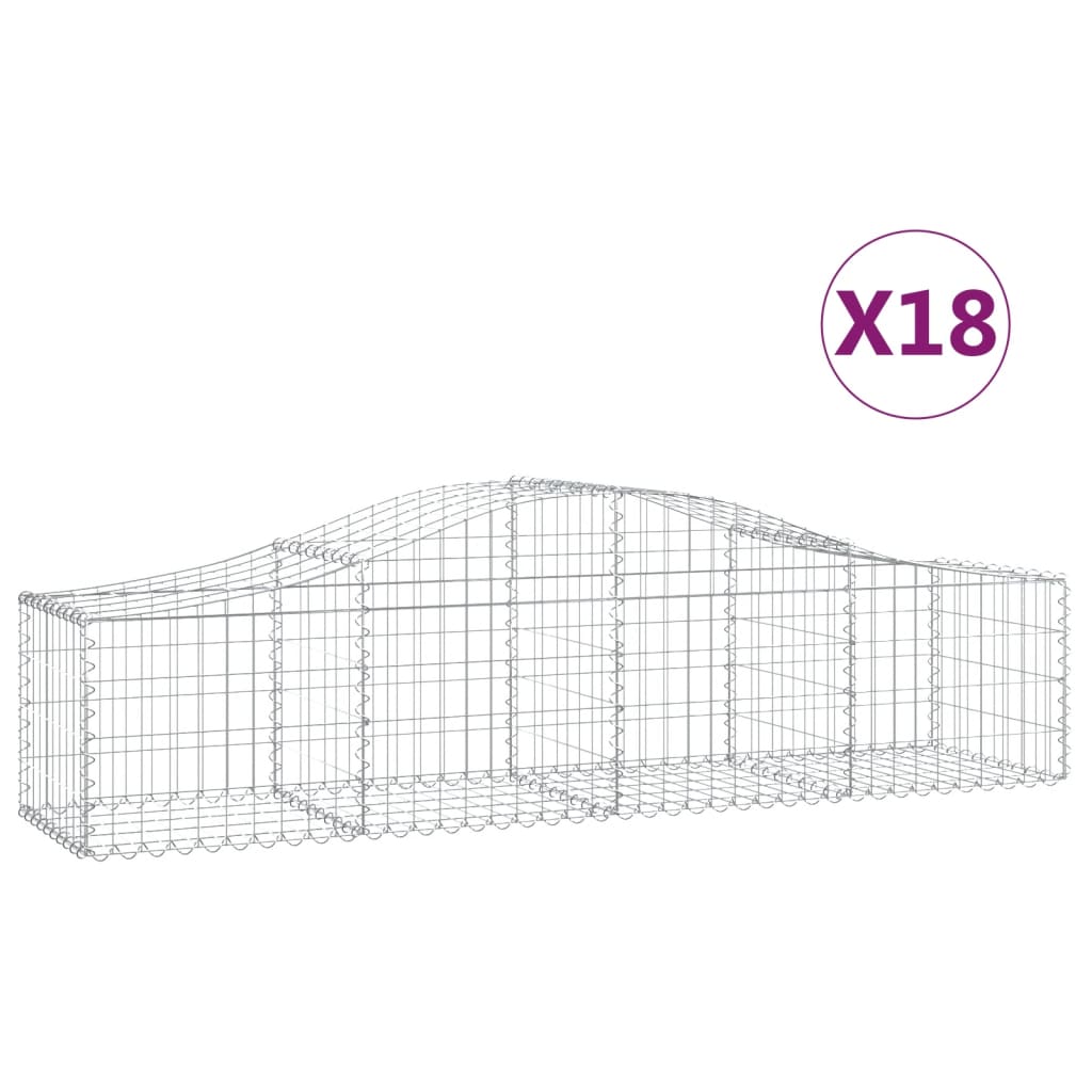 Cestas de gaviones arqueadas 18 piezas 200x50x40/60 cm hierro galvanizado