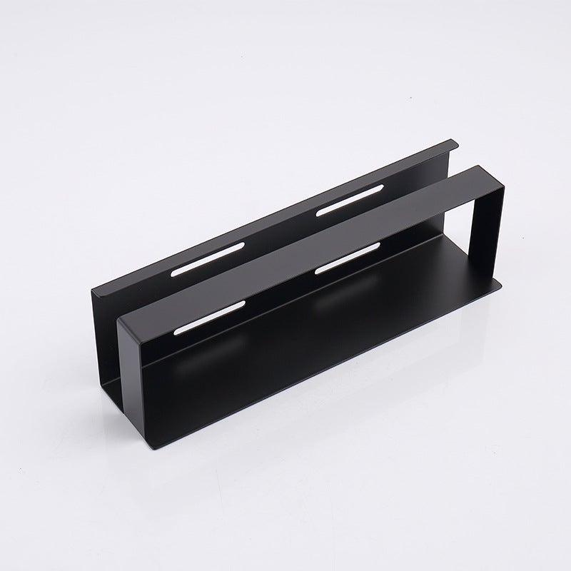 Étagère De Salle De Bain Autocollante - Acier Inoxydable, Sans Perçage, 26,3x9,3x4,1 Cm (noir/chrome/brossé)