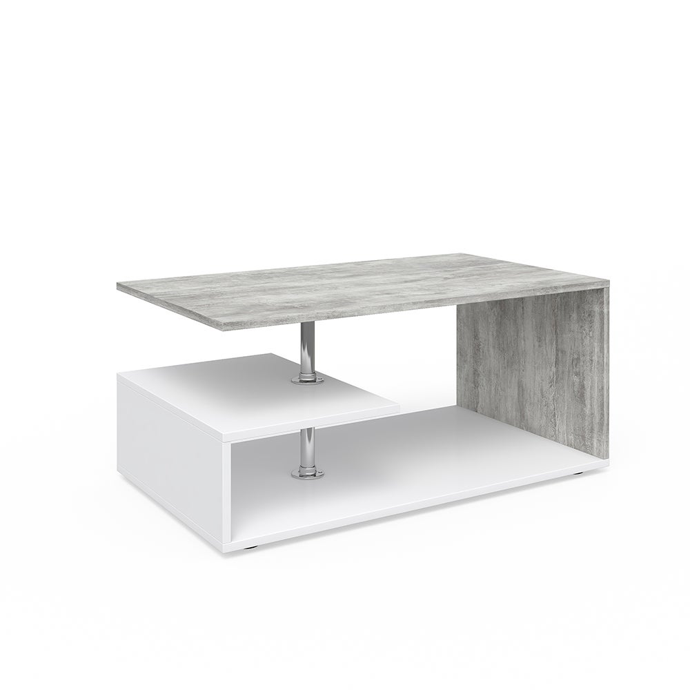 Vicco Table basse Belina, Chêne doré/blanc, 80x50cm avec deux niveaux