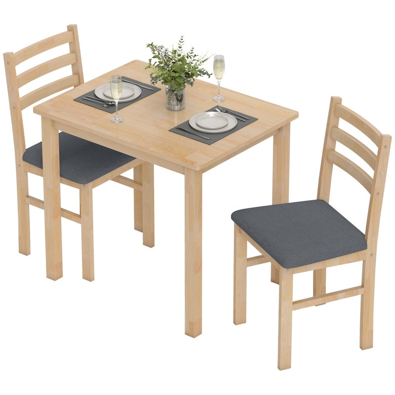 3 Pezzi Set Mobili Da Pranzo, Con Tavolo E 2 Sedie Da Cucina Struttura Di Metallo E Legno Rustico Elegante Nero Grigio 88956573