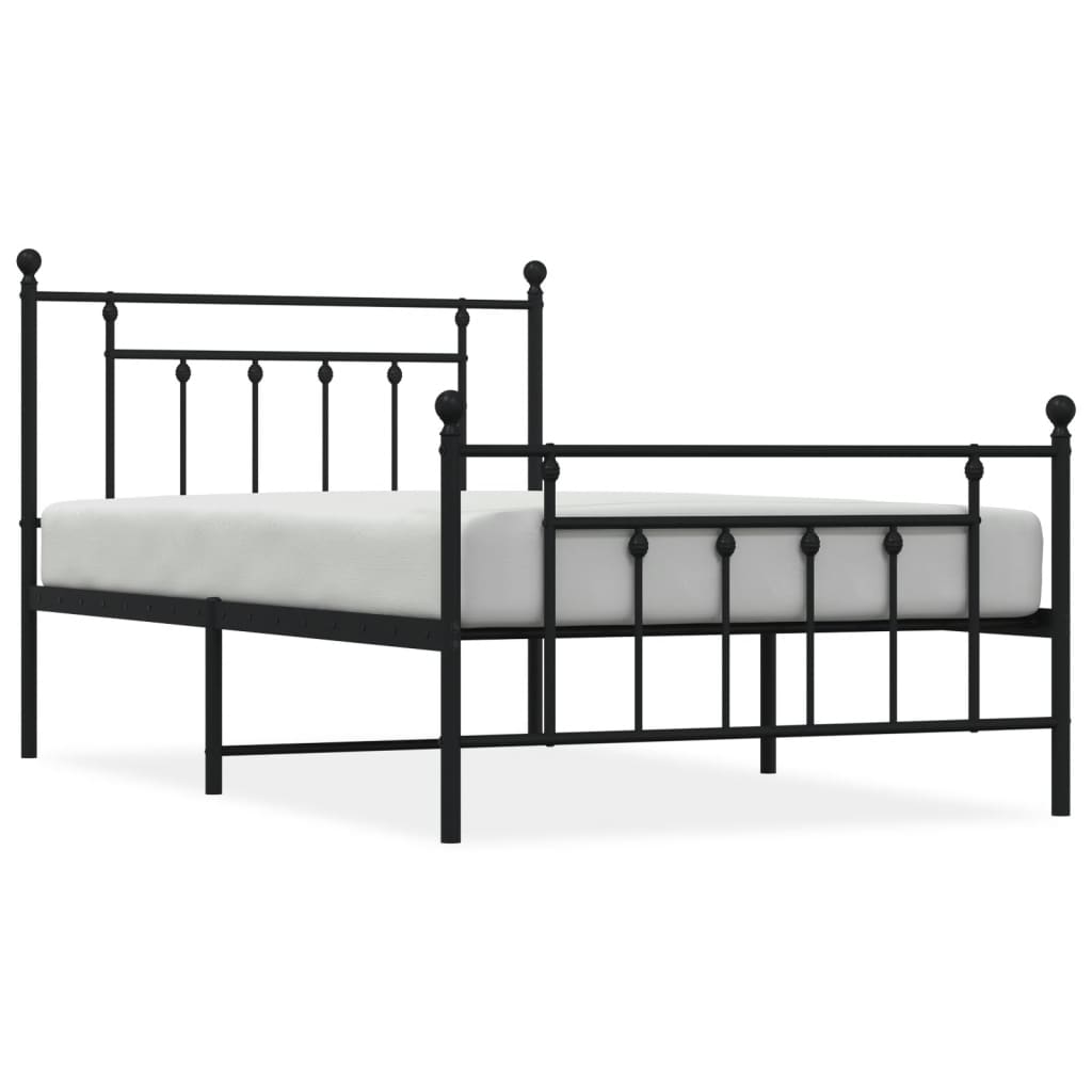 Łóżko Metalowe Czarne Rama Łóżka Ze Stelażem Do Pokoju Sypialni 107x203cm