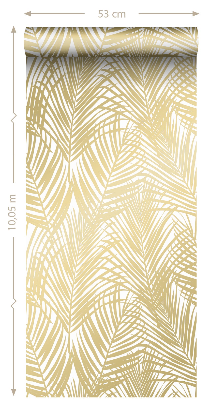 Papier peint feuilles de palmier or et blanc - 53 cm x 10.05 m - ESTAhome - 8