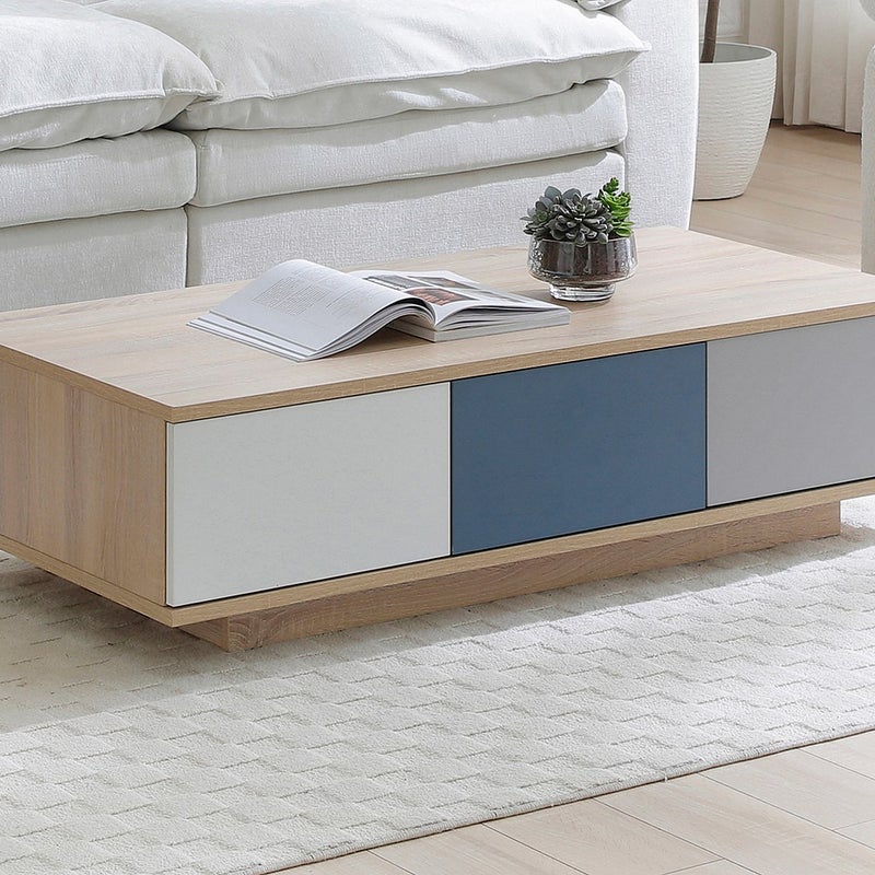 Stolik kawowy z 3 szufladami i 1 wnęką - Wielokolorowy - FILUTIA