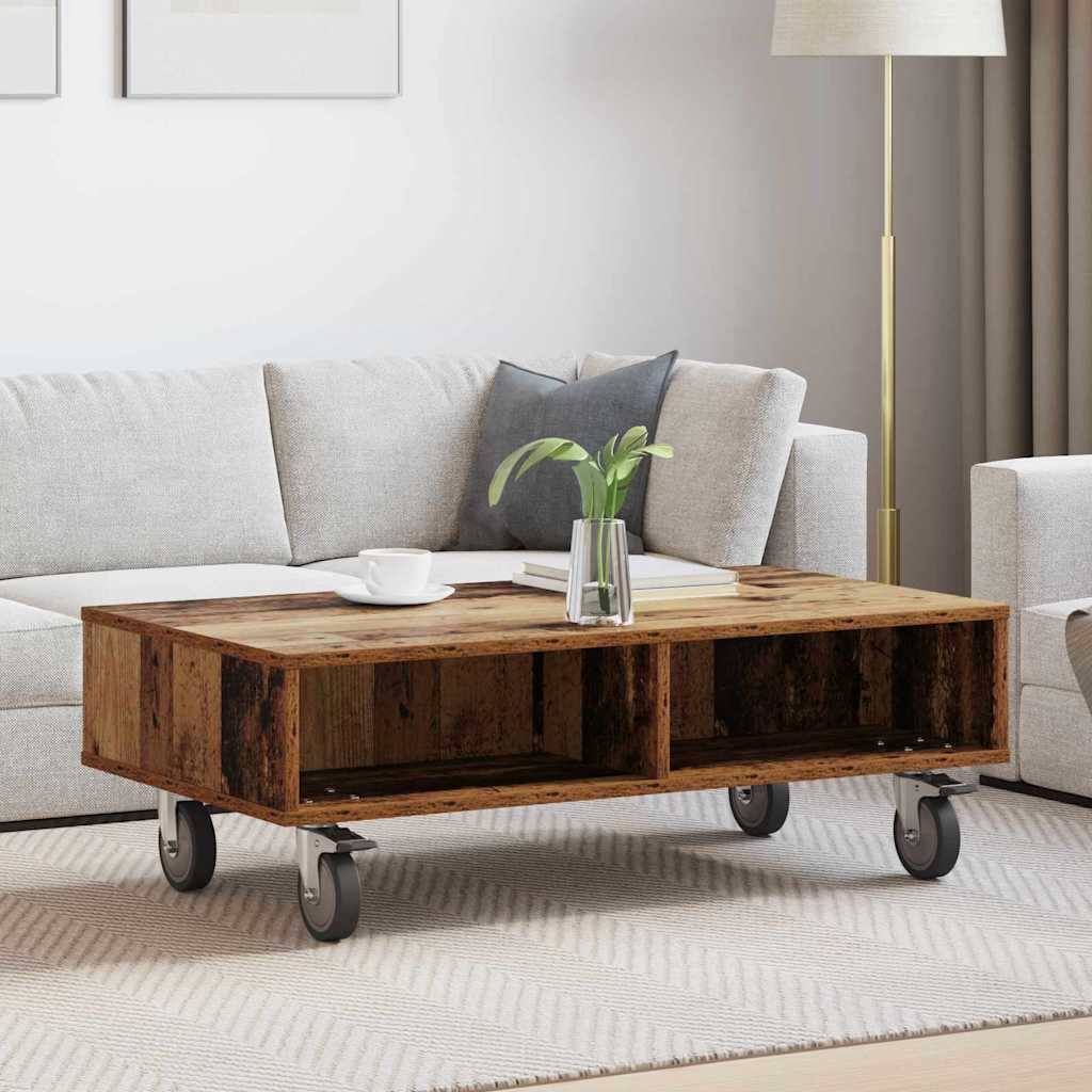 Maison Exclusive - Table d'appoint avec roues Bois ancien 90 x 50 x 30 ...