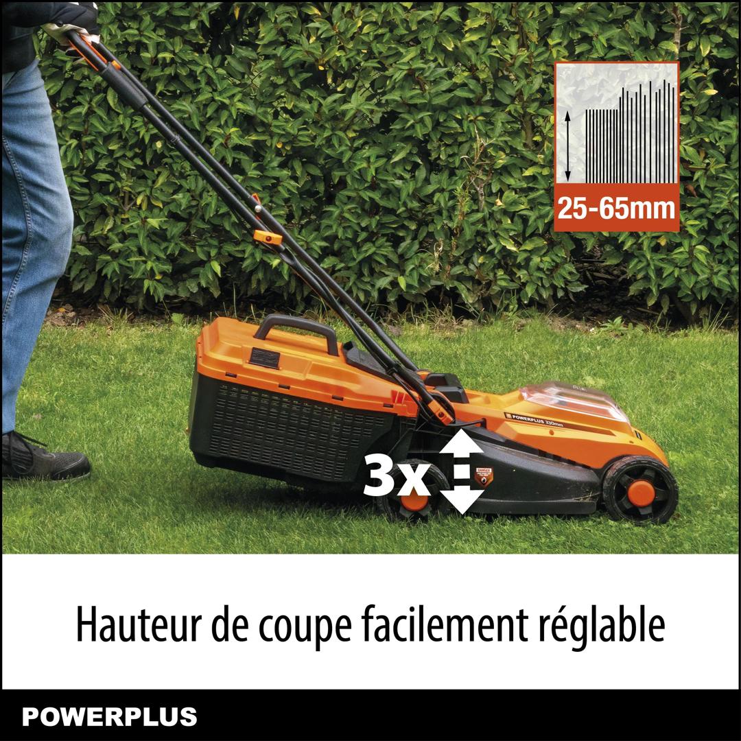 Powerplus Dual power Promo Kit Tondeuse Gazon POWDPGBOX25A – Tondeuse Gazon 20V 330 mm, Taille-Haie 460 mm, Coupe-Bordures 260 mm - 4