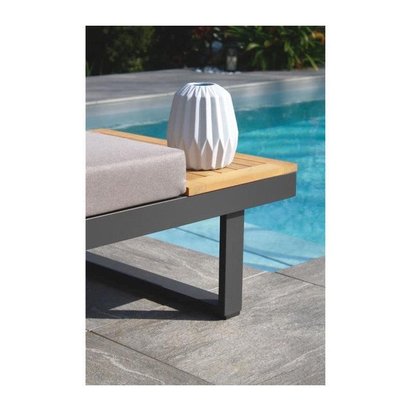 Salotto da giardino 4 posti in legno di acacia e alluminio antracite TOKYO - DCB GARDEN - 6