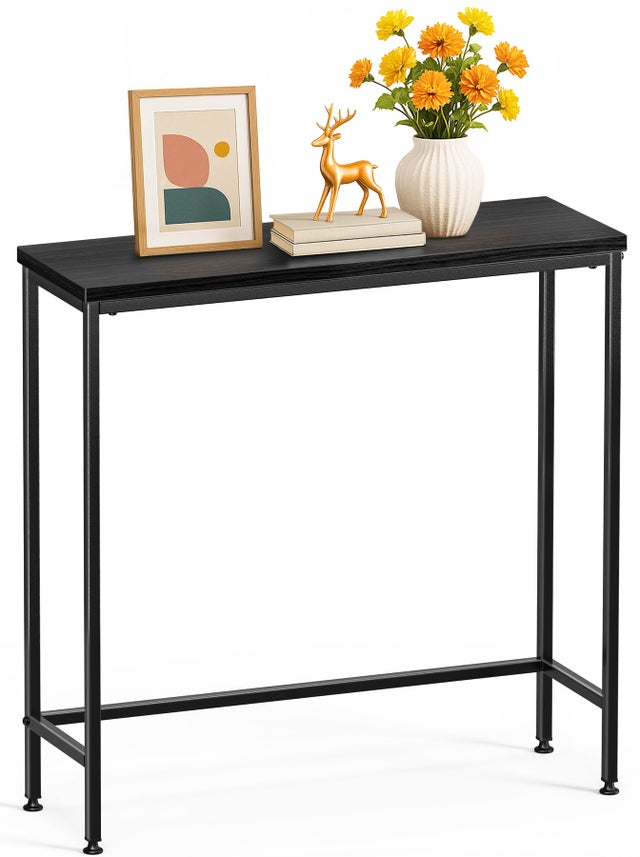 Console table style industriel en metal et MDF 75x24x75 cm Noir VOUNOT®