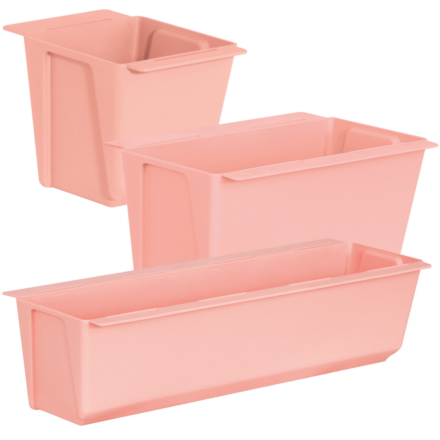 Doniczki na paletę Easy zestaw 3 sztuk 10, 18, 37 cm różowa, na kwietnik z europalety lub płotu, Geli