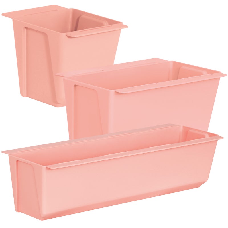 Doniczki na paletę Easy zestaw 3 sztuk 10, 18, 37 cm różowa, na kwietnik z europalety lub płotu, Geli