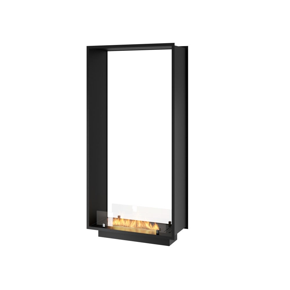 Kominek bioetanolowy 2Side 1600 Slim Vert do zabudowy z dwiema stronami - matowa czerń, ze szkłem, palnik 1,2 l, nowoczesny design
