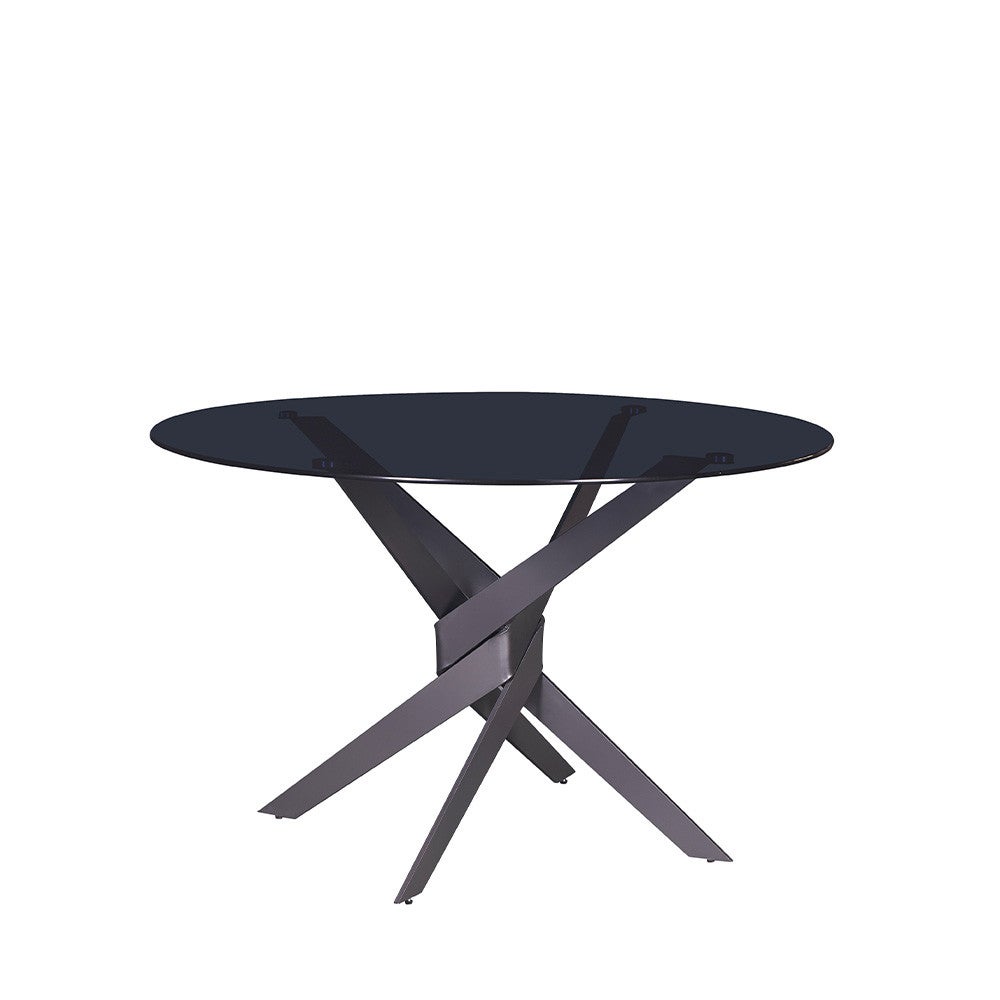 Tavolo tondo in cristallo per 4 persone grigio 120x76 cm - 3