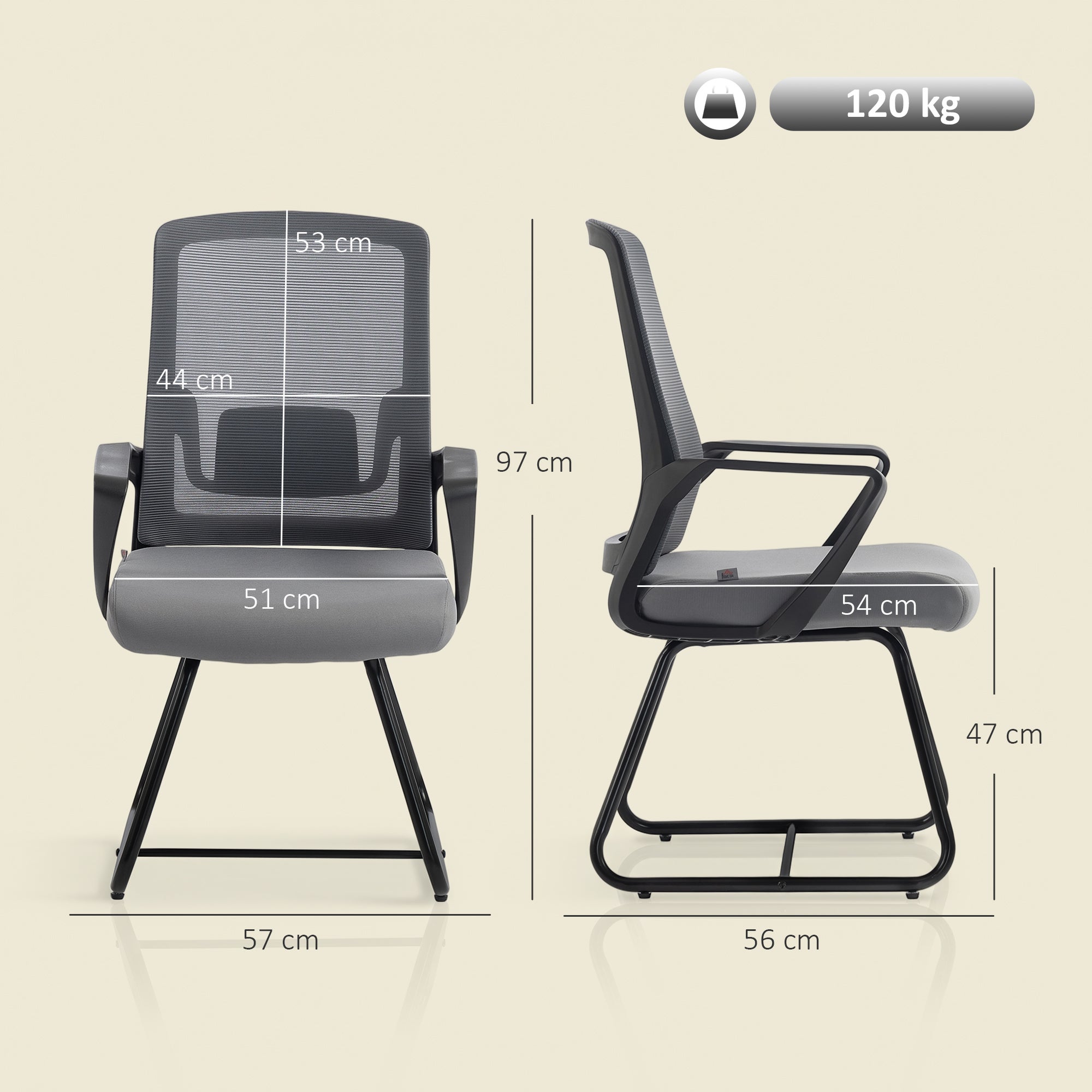 Chaise bureau filet transparent sans roues, salle d'attente/conférence ...