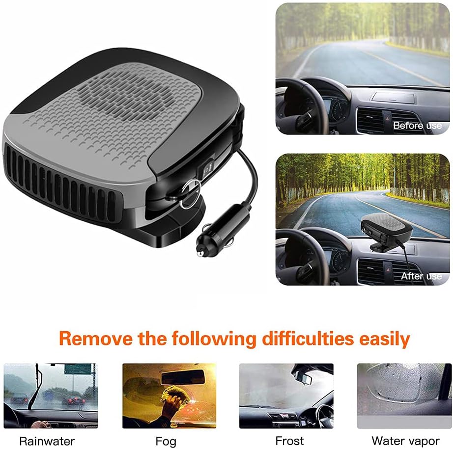 Chauffage De Voiture 12V 150W - Ventilateur Et Dégivreur 2 En 1, Portable, Prise Allume-cigare - Pour Voiture, Camping-car, Bateau