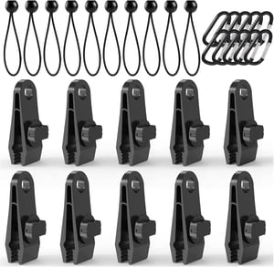 Noir - 12 Pièces Tendeur de Corde Camping en Alliage d'Aluminium