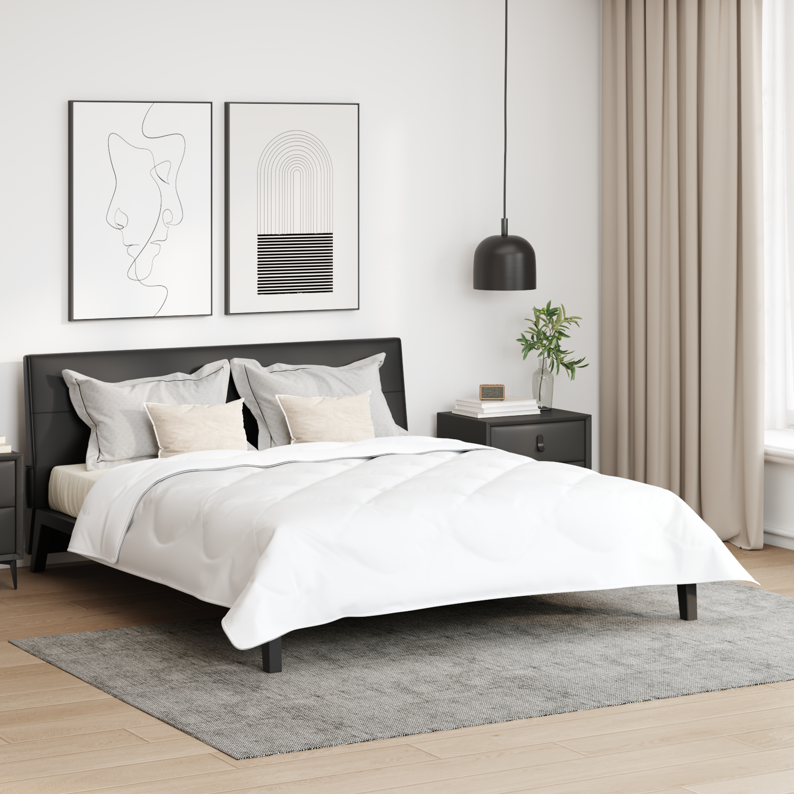 Couette Autre avec oreiller 3 pcs | Duvet Blanc 200 x 220 cm Microfibre - 2