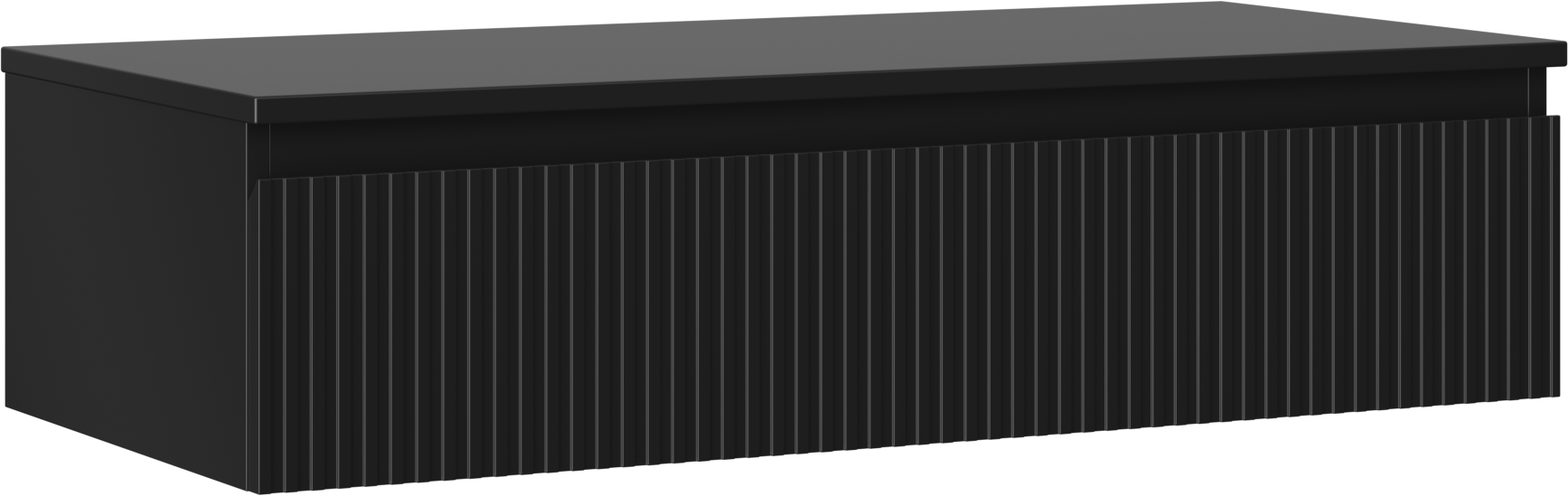 Mexen Rivel szafka łazienkowa podumywalkowa 100 cm z blatem, 1 szuflada, ryflowana , czarna mat - 91A20-10023-1-BFC71
