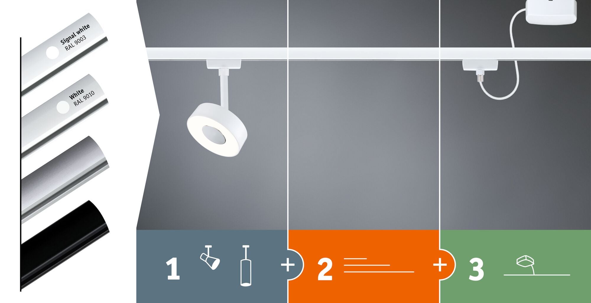 URail Spot sur rail 3-Step-Dim Tubo Spot individuel 190lm 4W 3000K gradable 230V Noir mat - 7