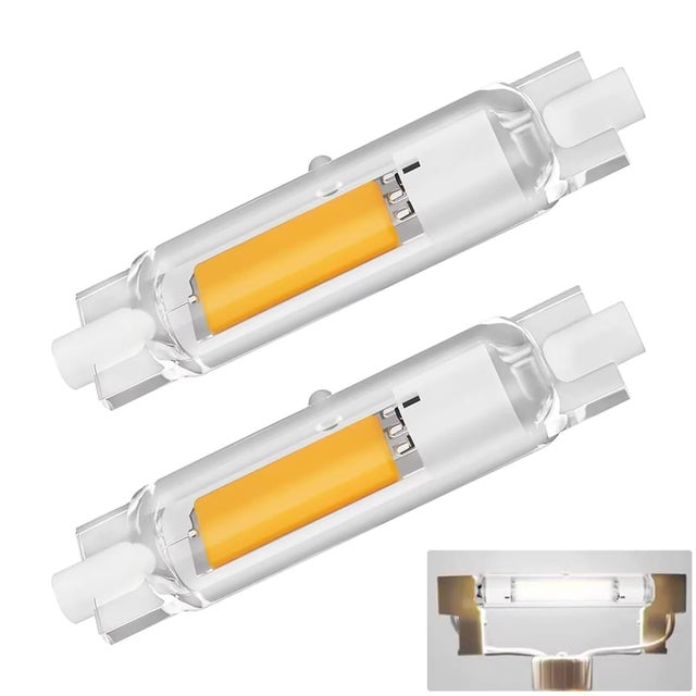 Lot de 2 ampoules LED R7s 10 W - Tube en verre céramique, angle de faisceau de 360°, sans scintillement (lumière blanche 78 mm - 6 500 K)