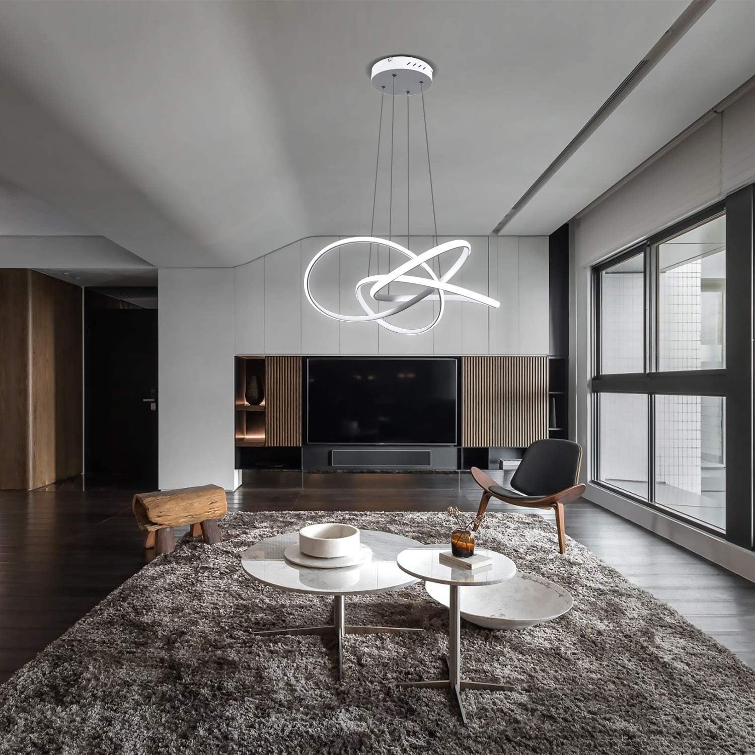 ZMH Suspension LED Moderne Ø58cm - 62W Dimmable avec Télécommande - Pour Salle à Manger/Salon - 3