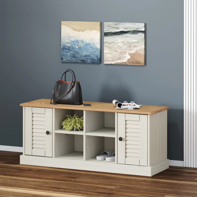 Szafka na buty VIGO, biała, 106x35x45 cm, lite drewno sosnowe vidaXL