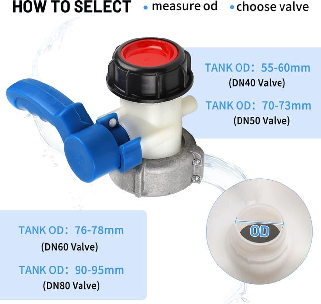 Adattatore per rubinetto serbatoio da 1000 litri DN50 (75 mm) Raccordo per serbatoio IBC Valvola di scarico Adattatore per serbatoio IBC Connettore p - 3