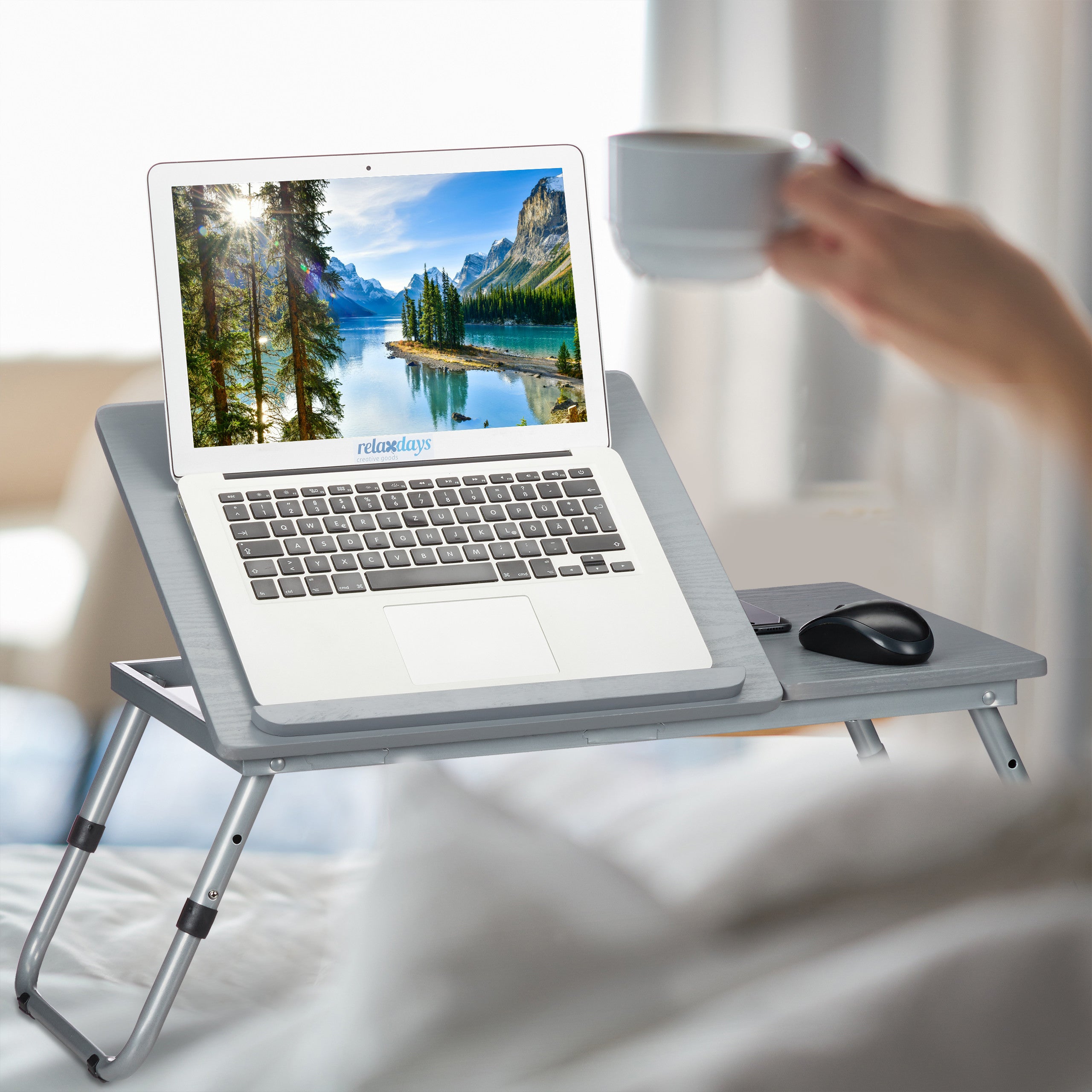 Relaxdays Table Pour Ordinateur Portable Pliable - Hauteur Et Inclinaison Réglables, Gris