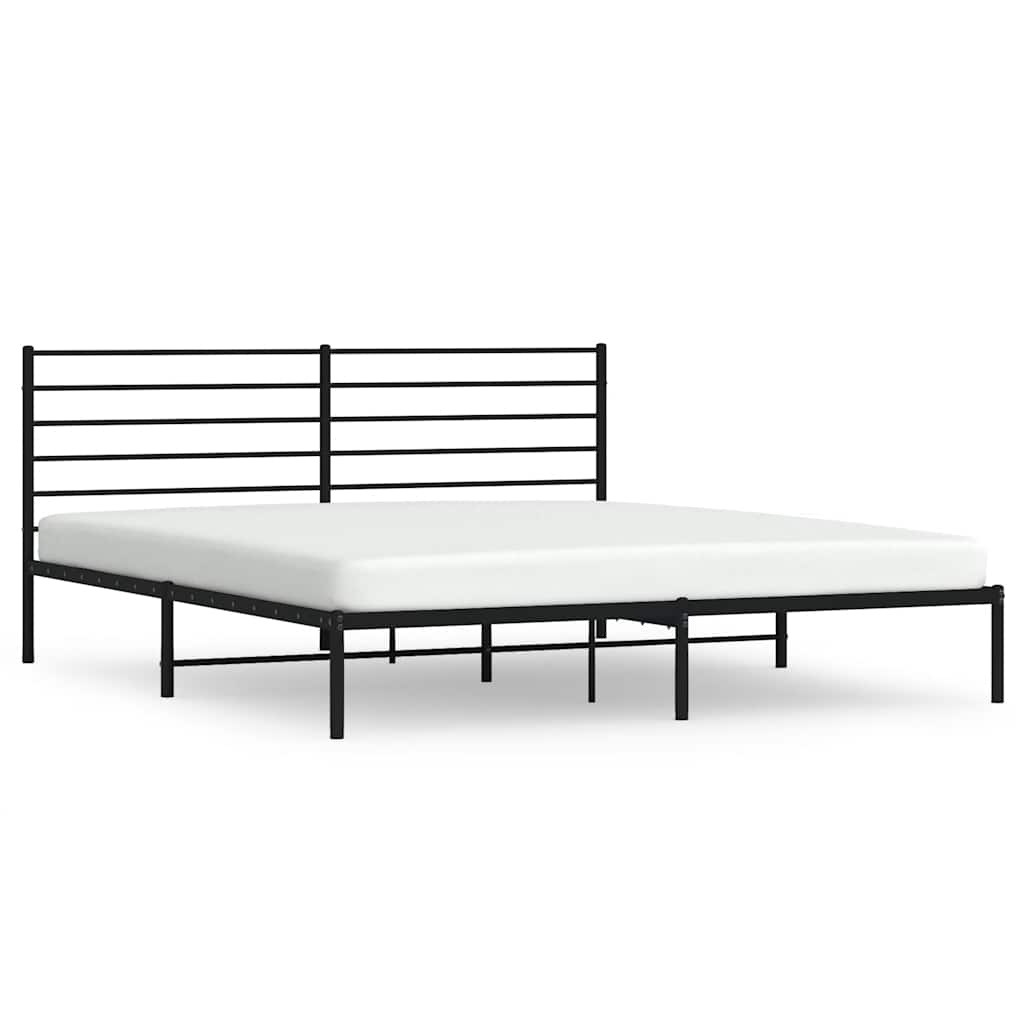 Łóżko Metalowe Czarne Rama Łóżka Ze Stelażem Do Sypialni Pokoju 183x213 cm