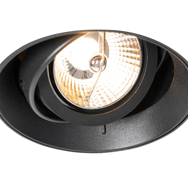 Set di 6 faretti da incasso moderni neri GU10 AR70 rotondi senza bordi - Oneon - 4