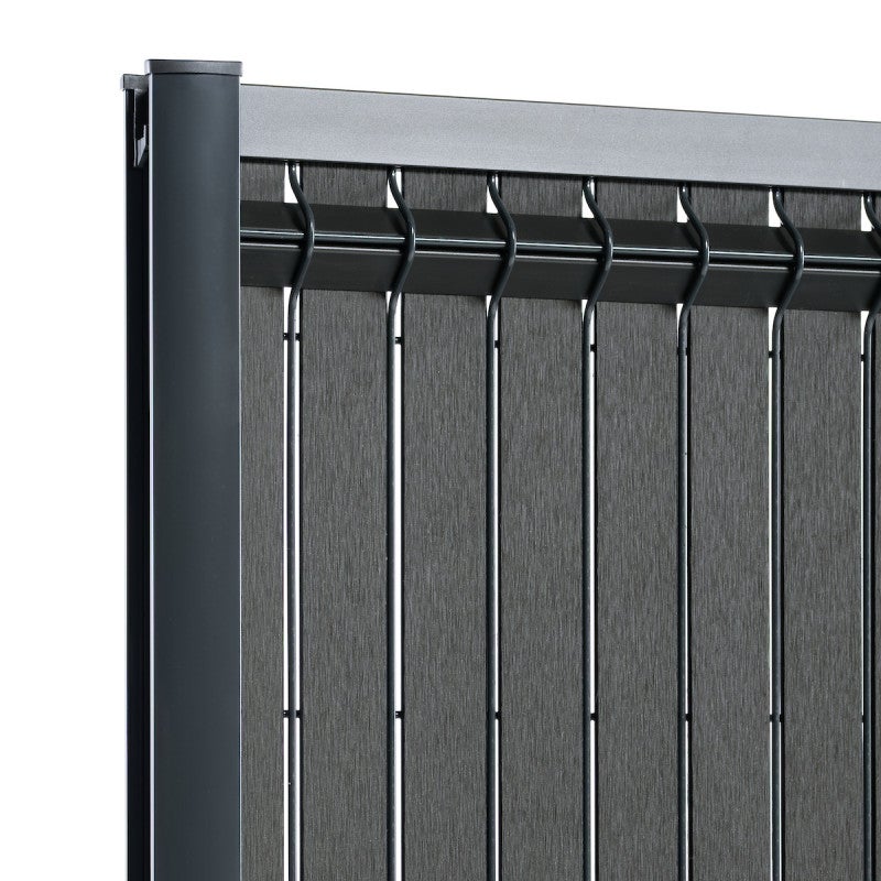 Kit complet grillage rigide occultant lattes composite avec soubassement longueur 20m - Hauteur 1m80 - Gris anthracite - 3