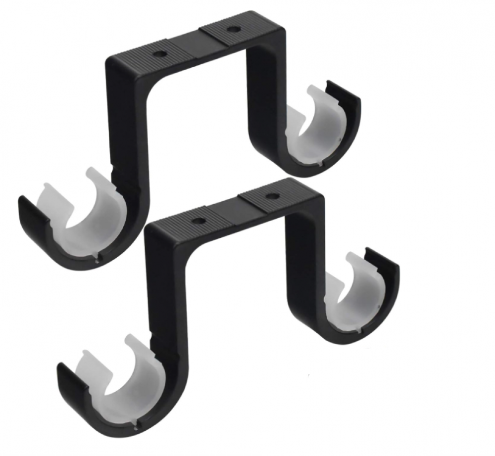 Kowibcl Staffe Metalliche Per Aste Tende Doppie - Set Da 3 Supporti Regolabili, Resistenti, Per Aste Fino A 2,5 Cm, Colore Nero, Con Kit Di Montaggio - 3