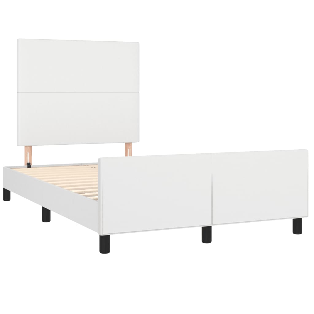 Cadre de lit sans matelas blanc 120 x 190 cm similicuir - 3
