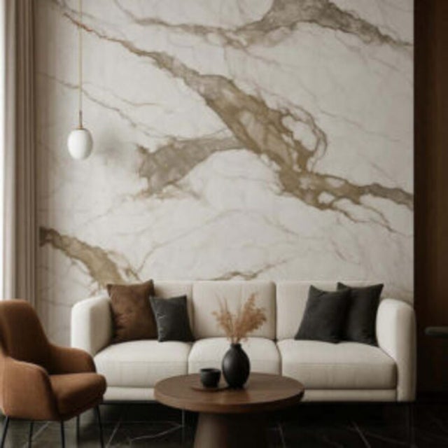 Revestimiento de Pared Autoadhesivo Decorativo PVC Mármol Blanco/Gris Med 2800x1200x2.8 mm - Gran Formato (3.36 m2) 9005-1