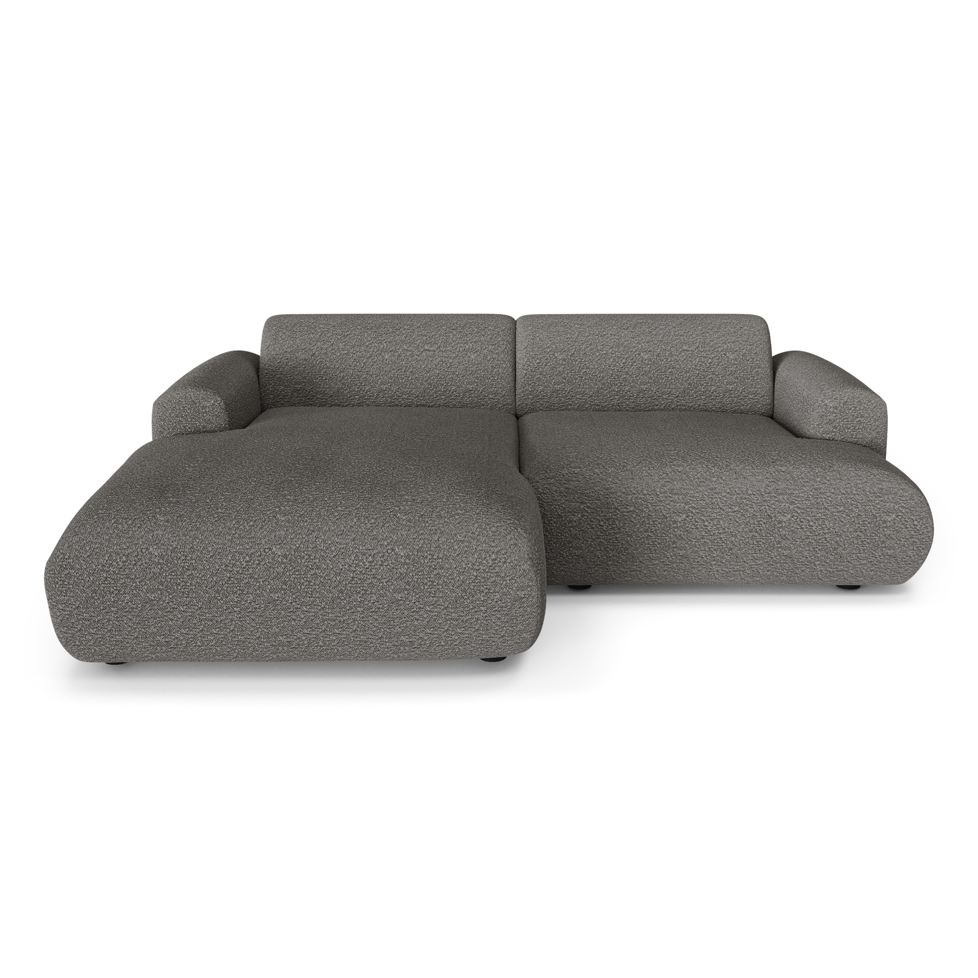 Canapé d'angle gauche MYRA Tissu bouclette Gris graphite | Leroy Merlin