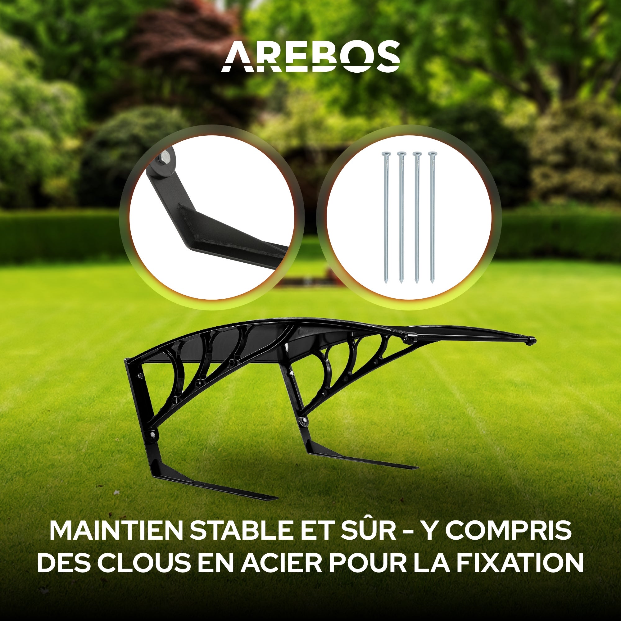 AREBOS Garage de tondeuse robot Abri pour Robot Taille 102 x 79 x 46 cm Résistant aux intempéries + protection UV Noir - 6