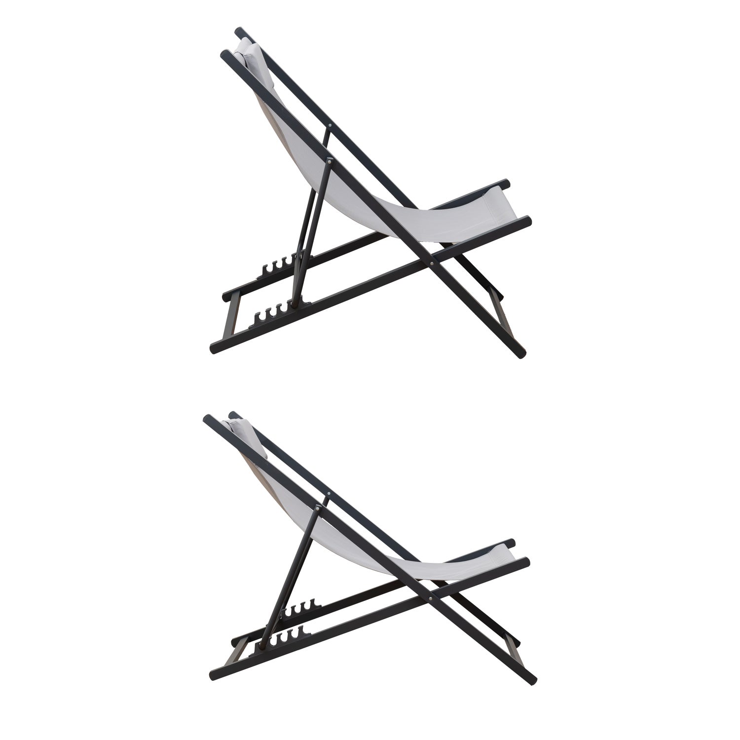 Set di 2 poltrone reclinabili CYPRUS - struttura in textilene grigio/carbone - 3