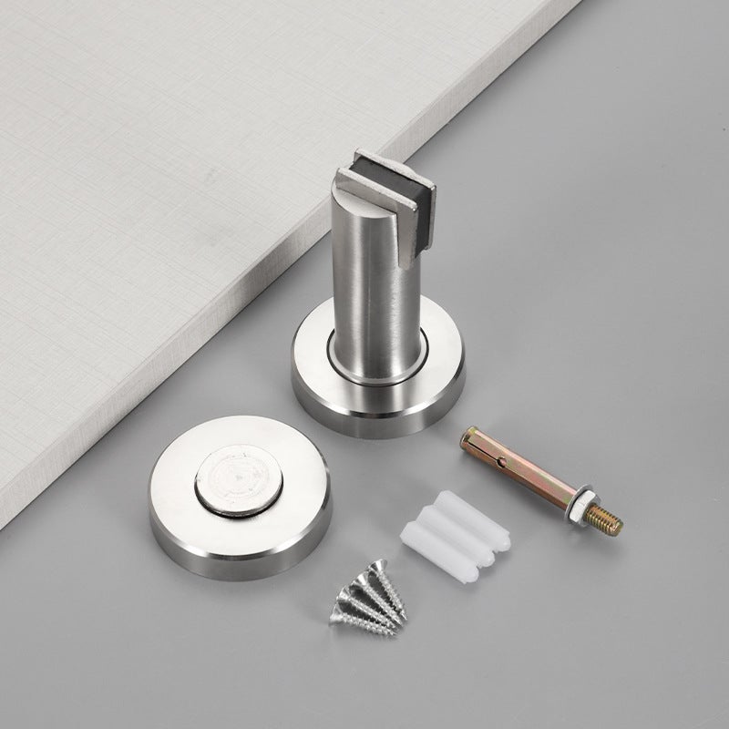 Butoir de porte magnétique MS010 en aspect acier inoxydable - Butée de porte avec matériel de fixation au sol et au mur - Bloc Porte aimanté - Ø 5cm - 5