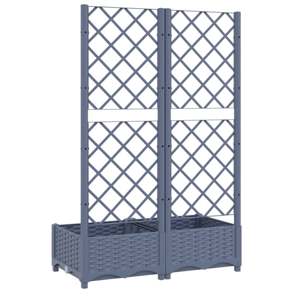 Maison Exclusive - Vaso de jardim com treliça azul-acinzentado 80x40x121,5 cm PP - 6