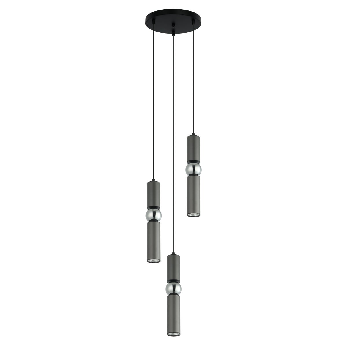 Lampa wisząca detal chrom Isidora czarna 3xGU10x25W metal wym:130x26x26cm IP20 Italux