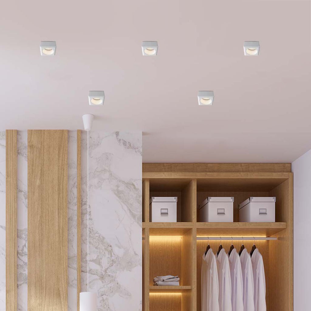 Portafaretto LED da Incasso Quadrato GU10 Corpo in Gesso Bianco - 2