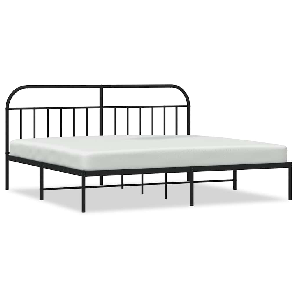 Łóżko Metalowe Rama Łóżka Ze Stelażem Do Pokoju Sypialni Czarna 200x200 cm