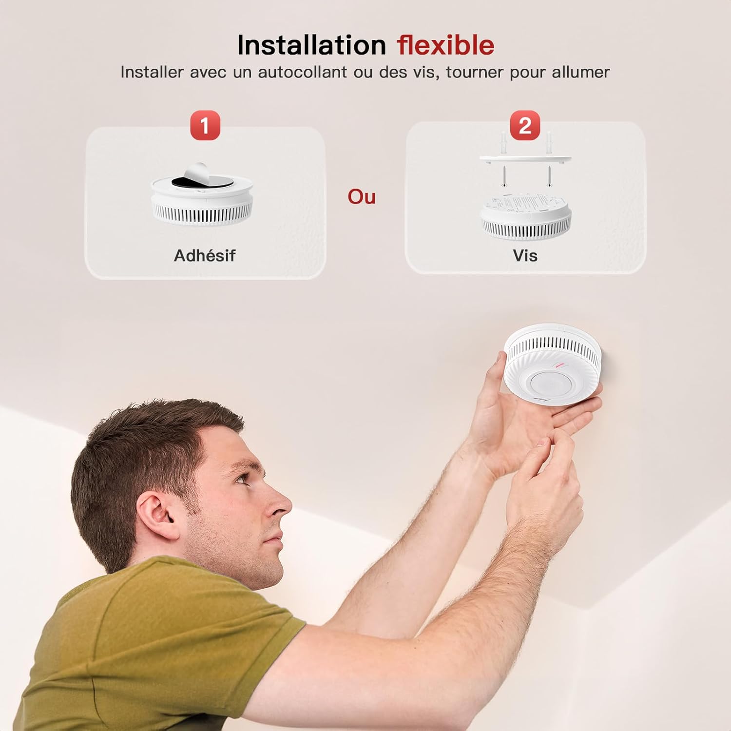 Detector de humo WiFi con batería de 10 años, alarma de incendios inteligente, sensor fotoeléctrico, conforme a la norma EN14604, compatible - 4